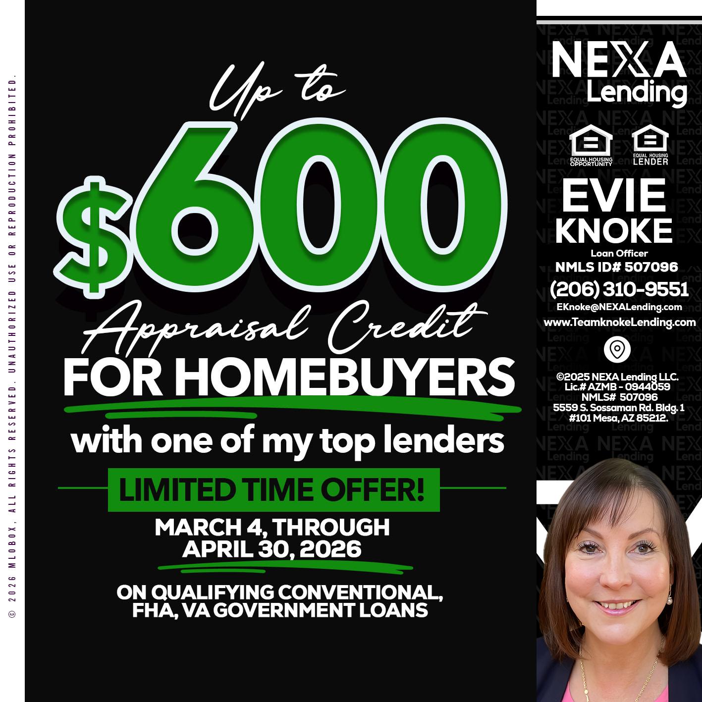 up to $600 - Evie Knoke -Loan Officer
