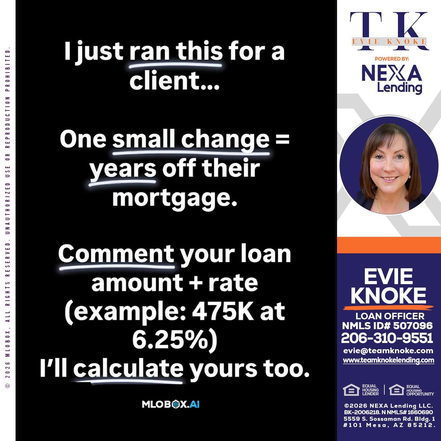 I JUST RAN - Evie Knoke -Loan Officer