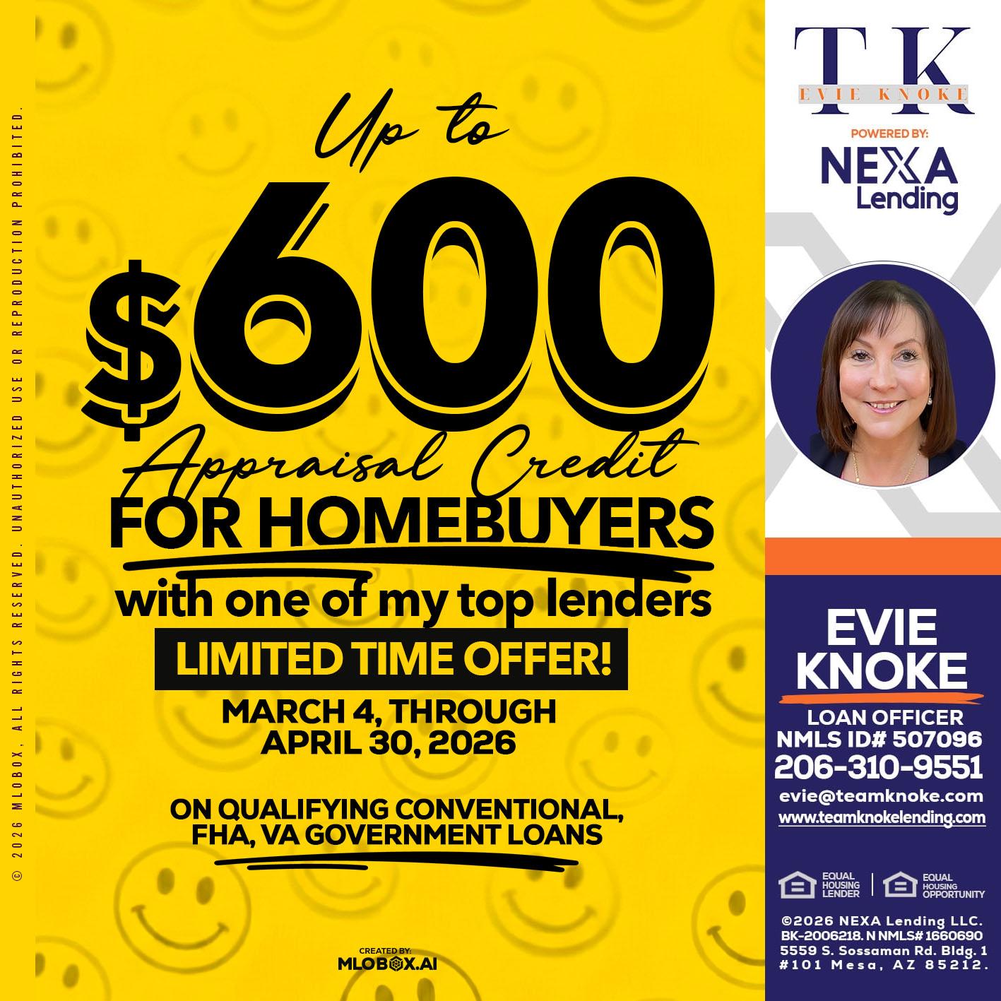 UP TO 600 - Evie Knoke -Loan Officer