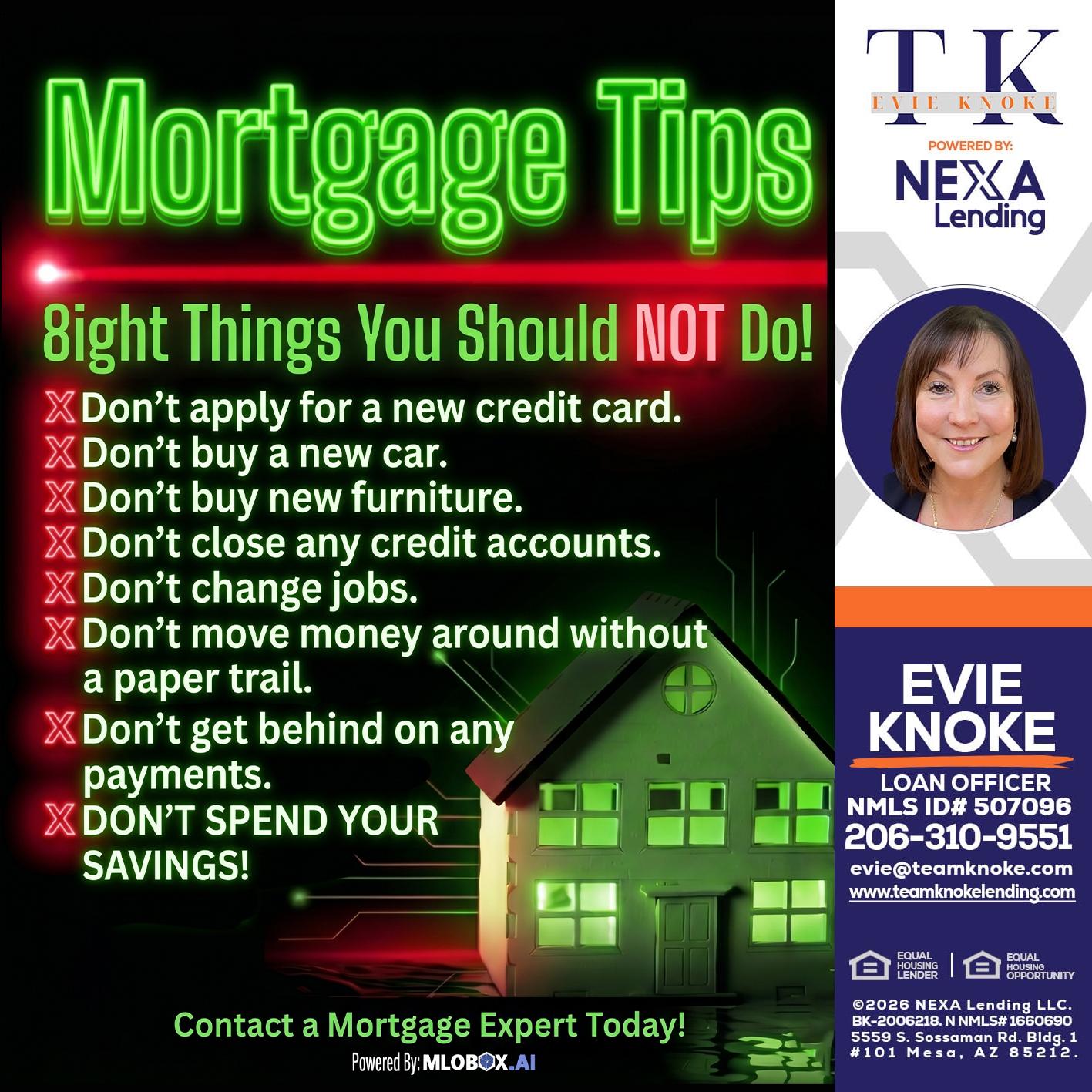 Mortgage Tips at your Door - Evie Knoke -Loan Officer