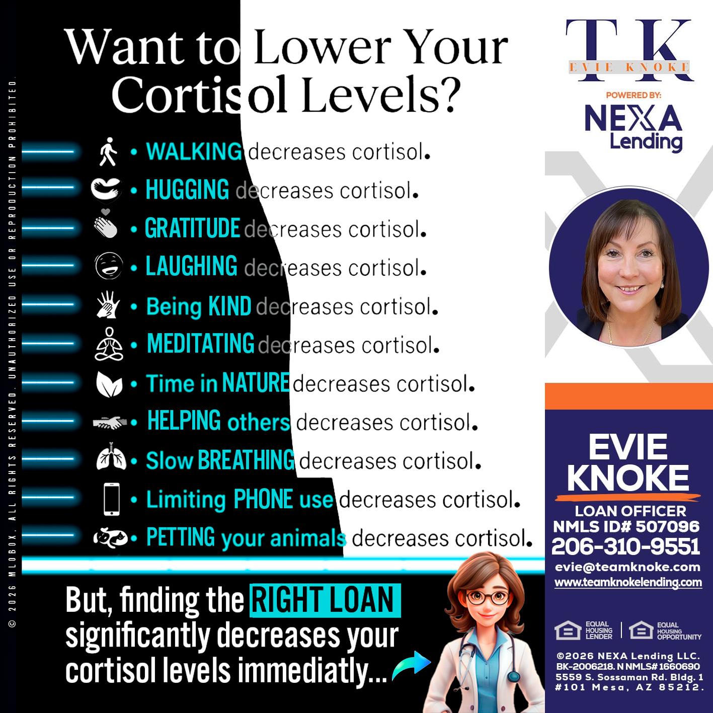 Want to lower Your Cortisol Levels? - Evie Knoke -Loan Officer