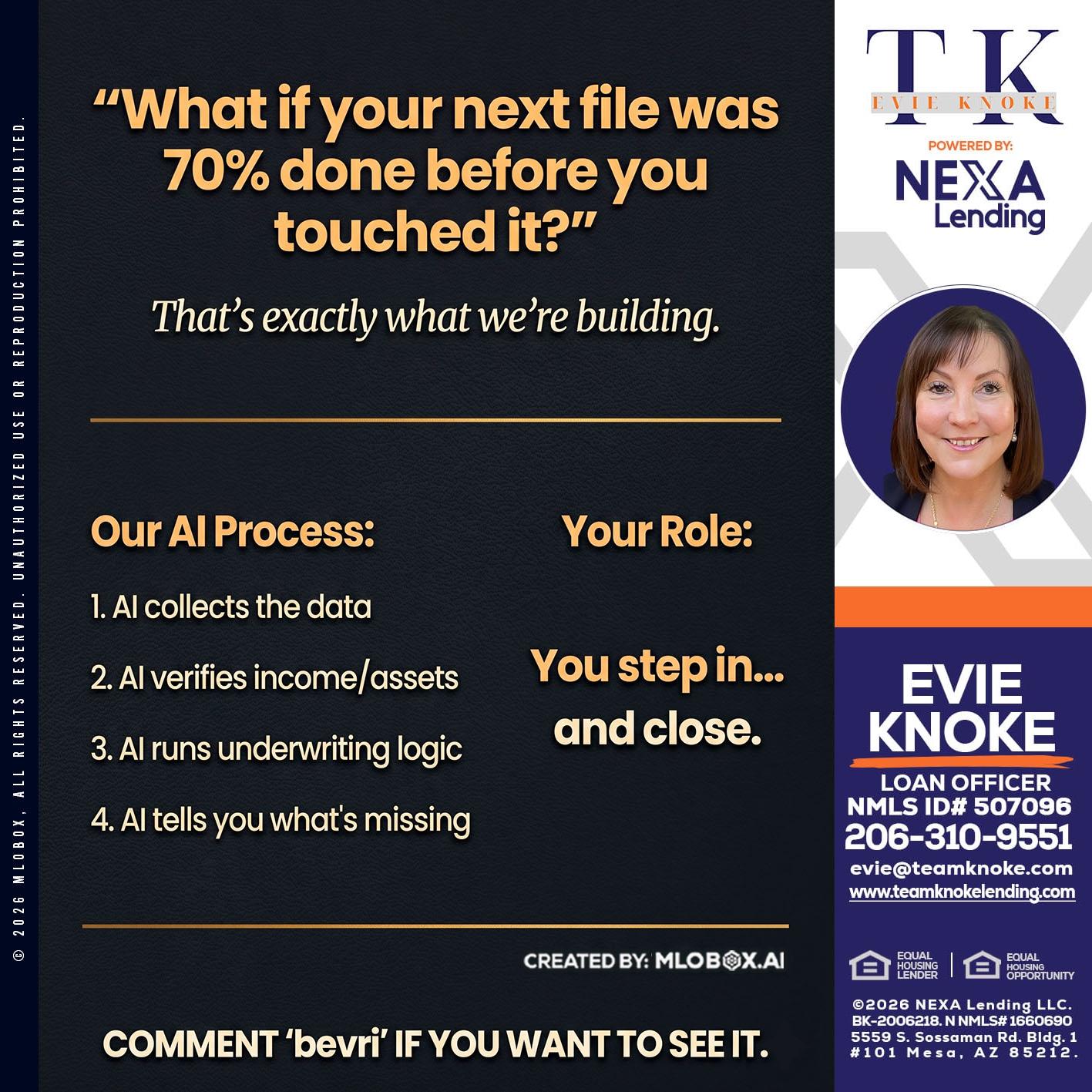WHAT IF YOUR - Evie Knoke -Loan Officer