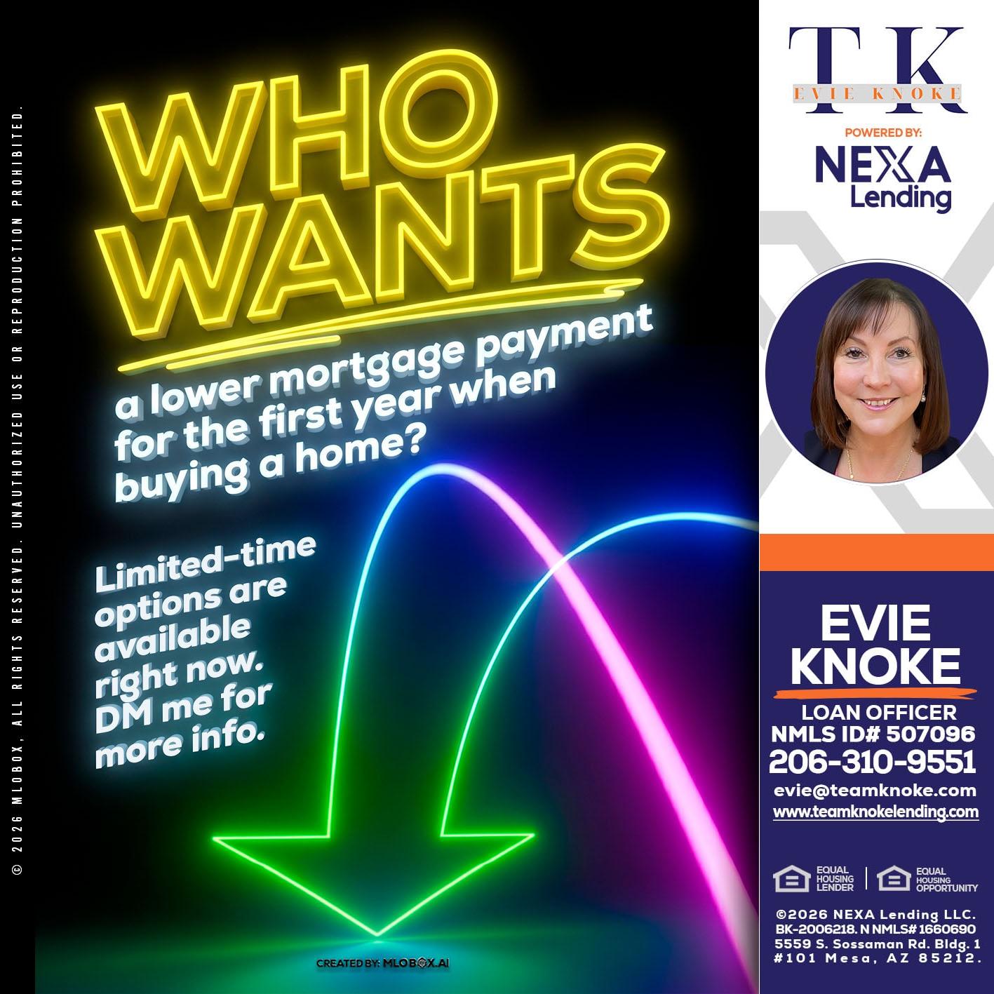 WHO WANTS - Evie Knoke -Loan Officer
