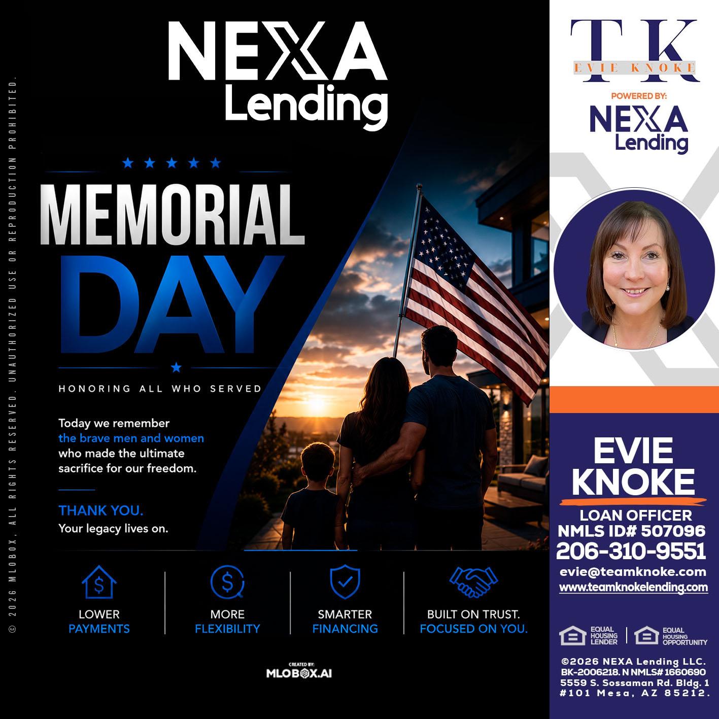MEMORIAL DAY - Evie Knoke -Loan Officer
