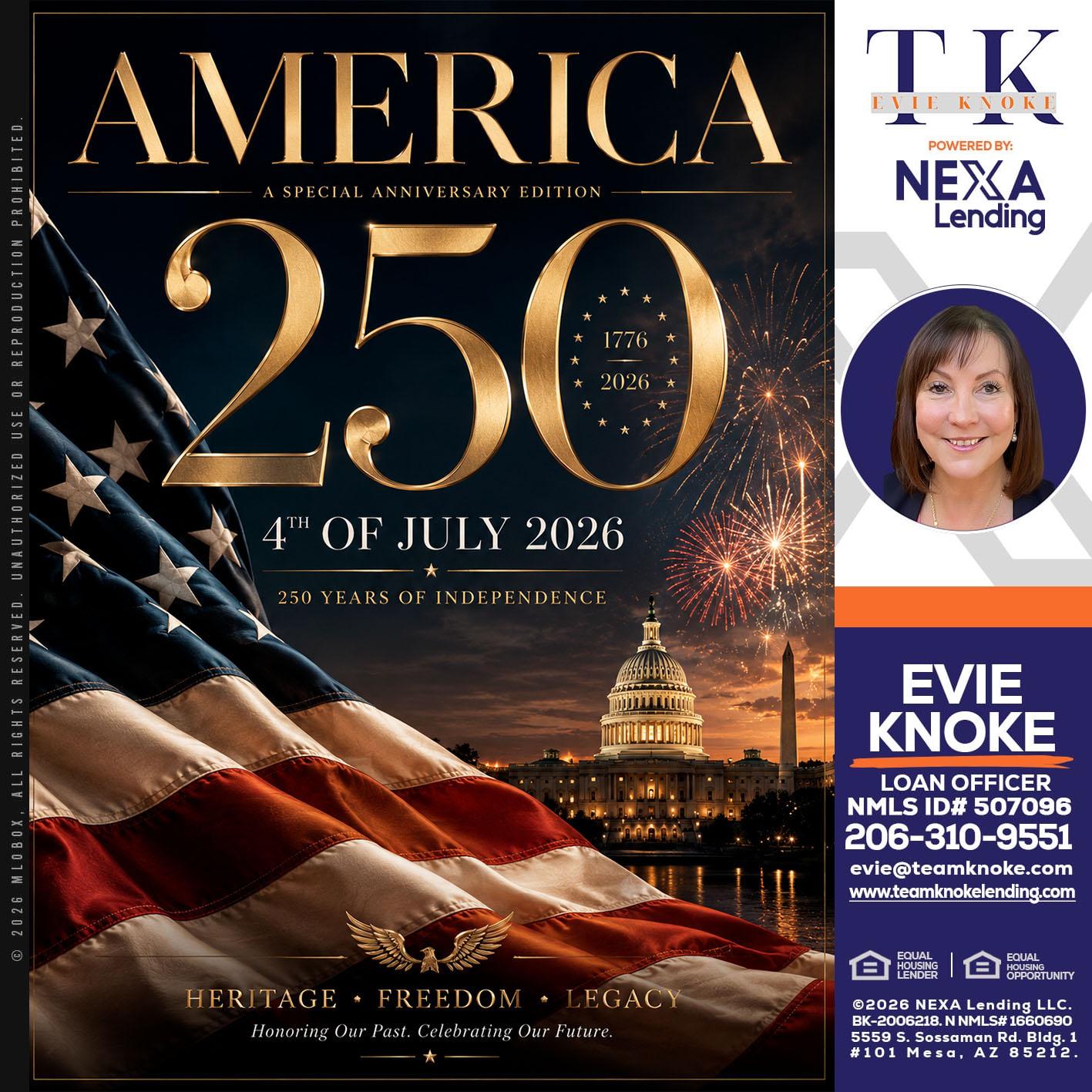 AMERICA 250 TH - Evie Knoke -Loan Officer